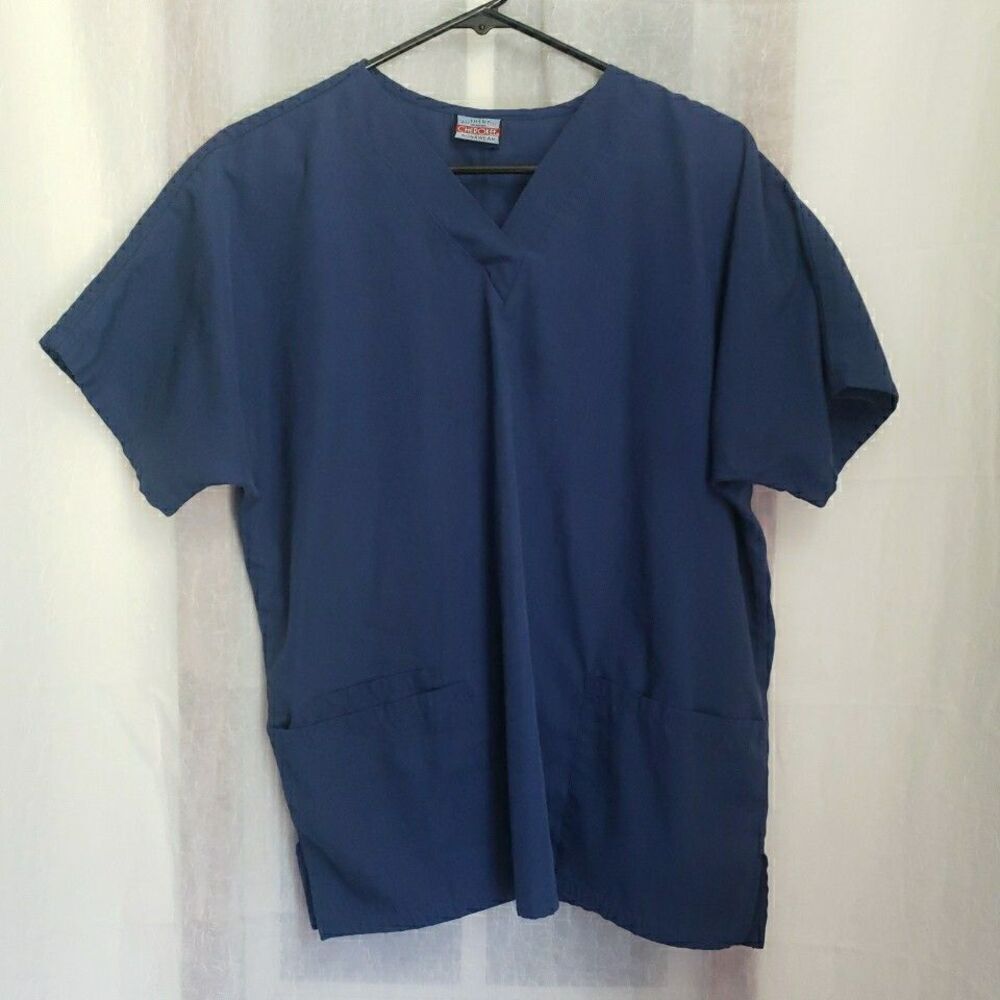 Cherokee Scrub Top Navy Scrubs Medical Vet Dental Size Unk See Pics For Details